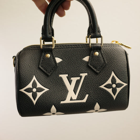 LOUIS VUITTON Bicolor Empreinte Leather Nano Speedy