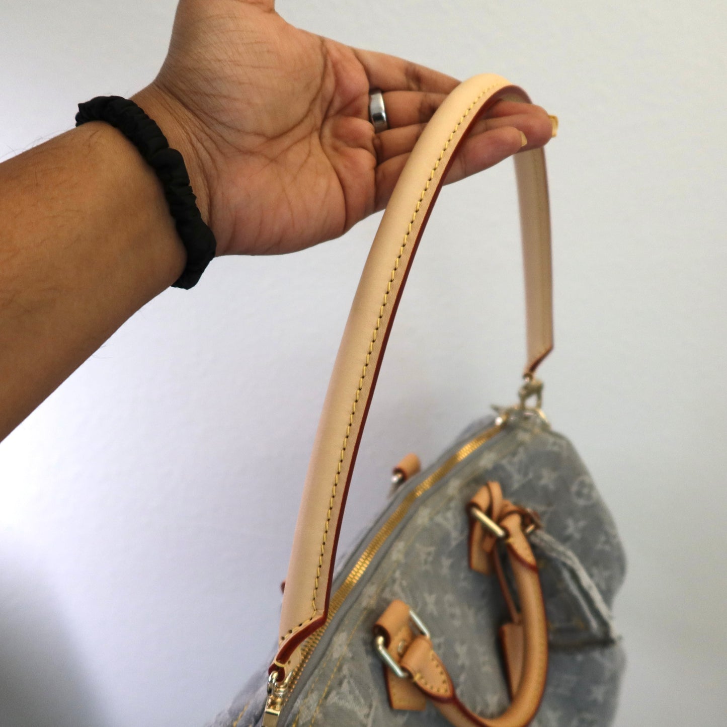 LOUIS VUITTON Washed Grey Denim Soft Speedy 30