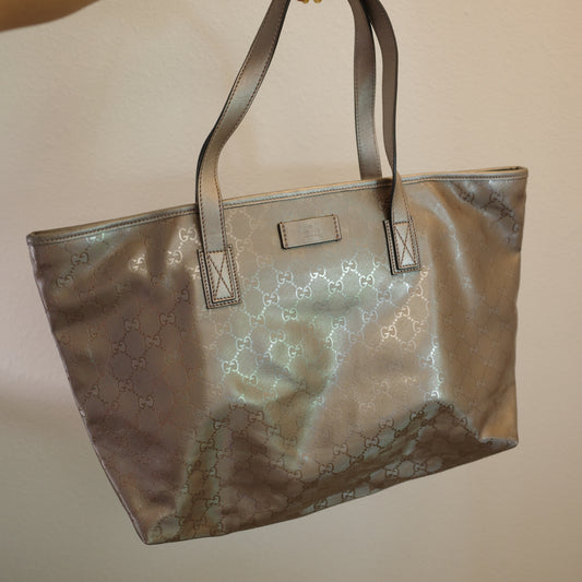 GUCCI GG Imprimé Metallic Tote Bag