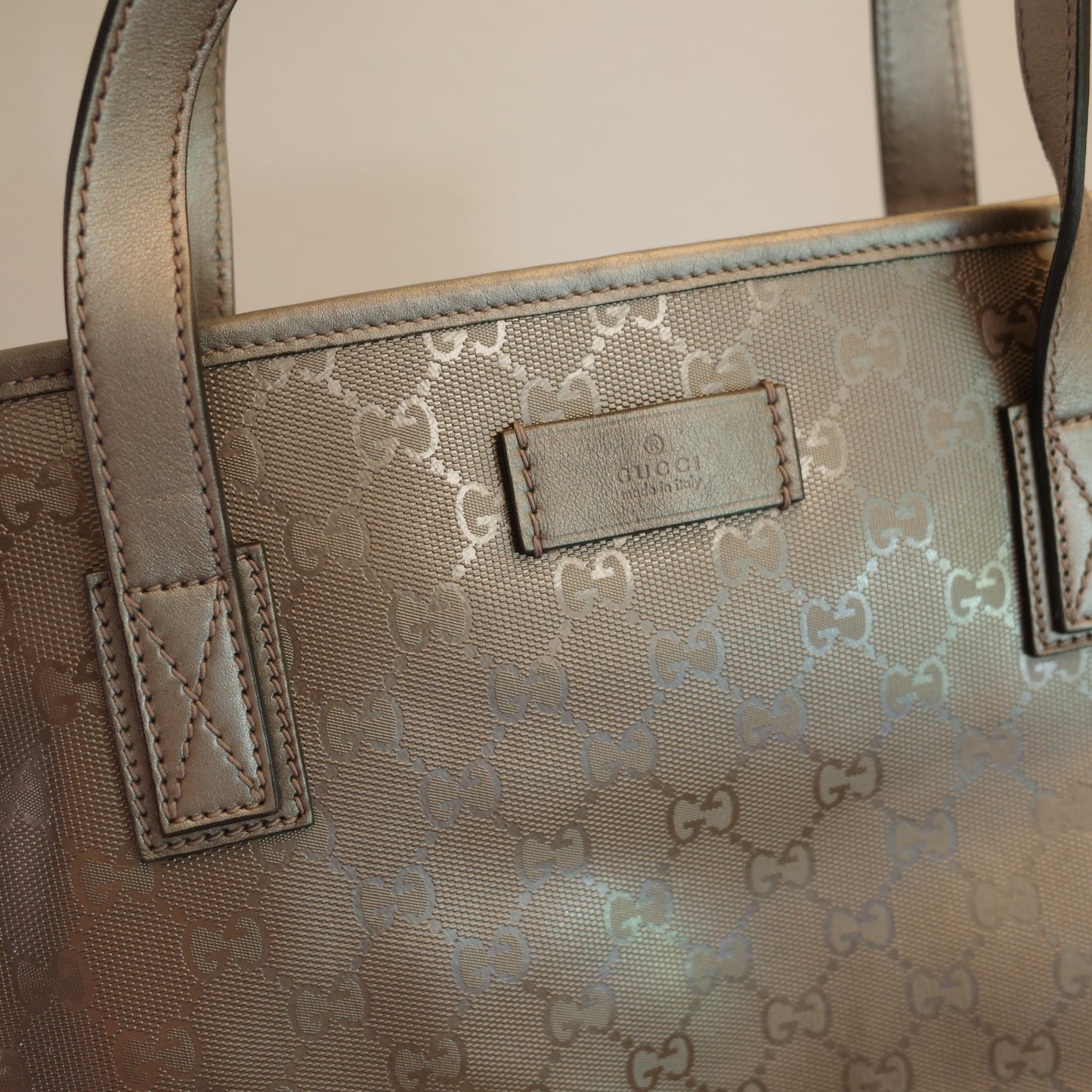 GUCCI GG Imprimé Metallic Tote Bag