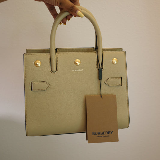 BURBERRY Beige Small Leather Top Handle Bag