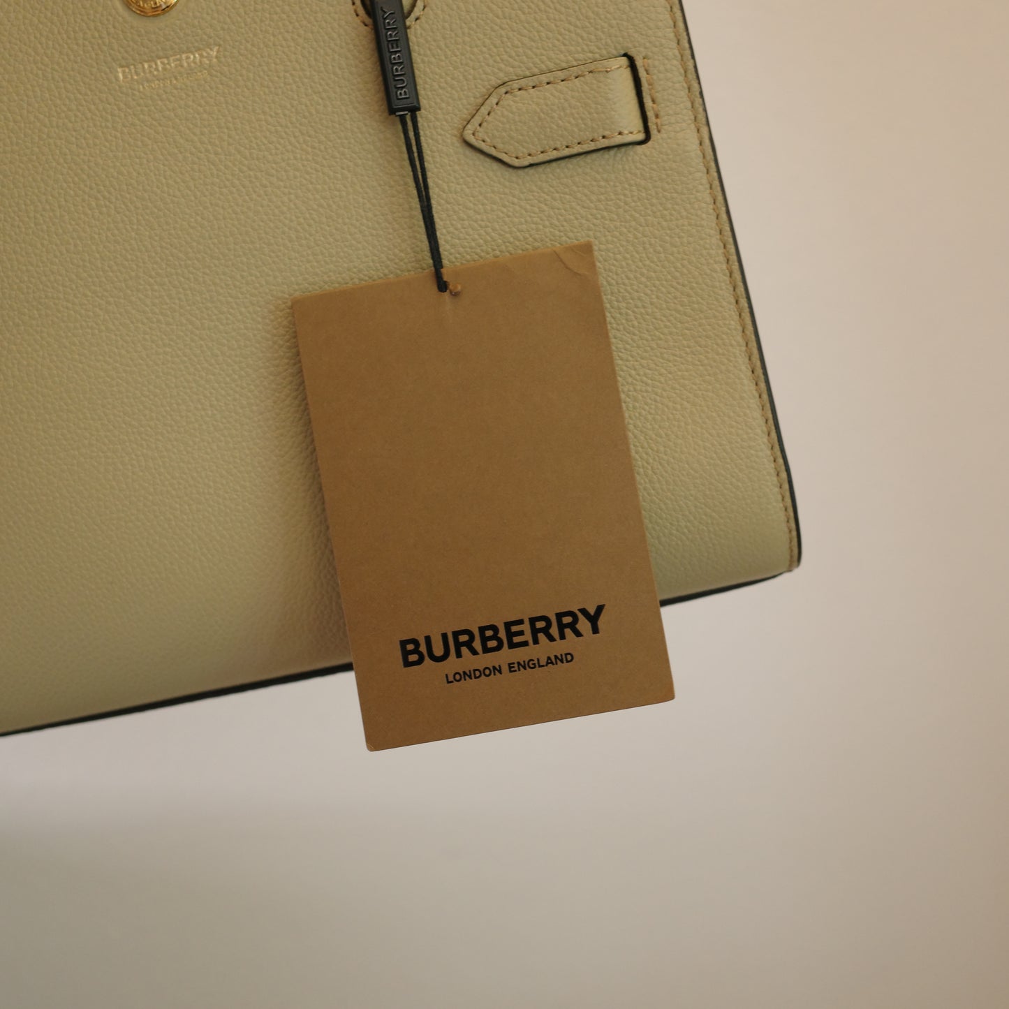 BURBERRY Beige Small Leather Top Handle Bag
