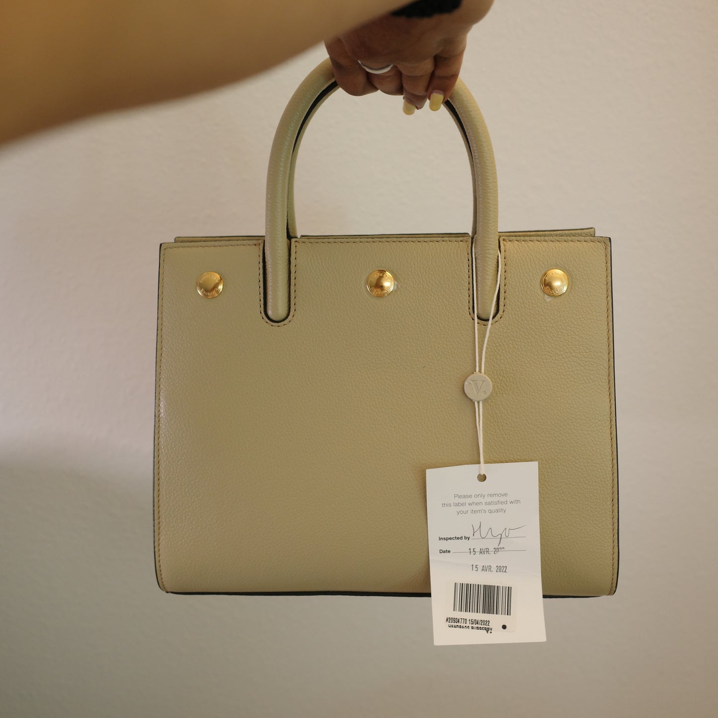 BURBERRY Beige Small Leather Top Handle Bag