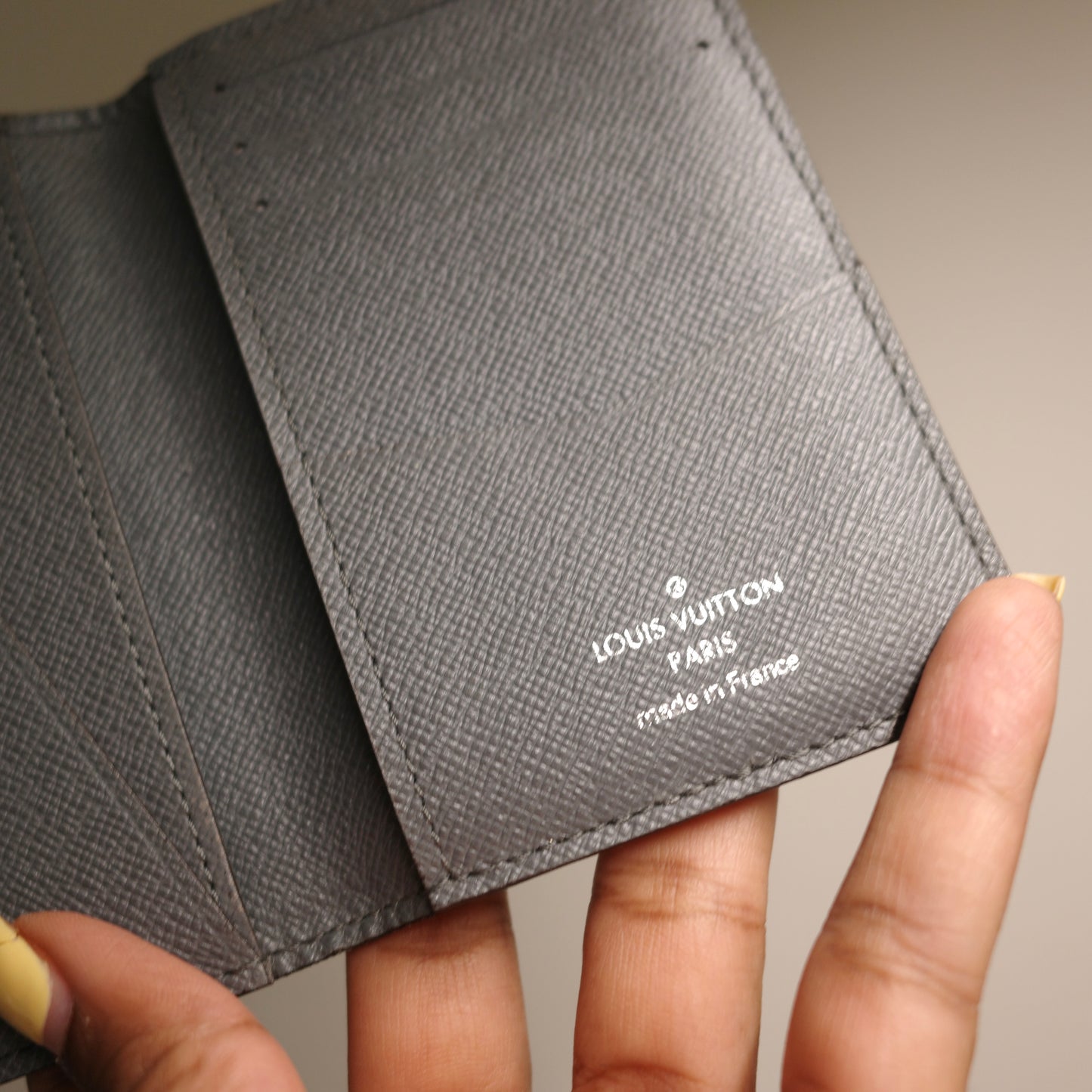 LOUIS VUITTON Grey Taiga Leather Pocket Organizer Wallet
