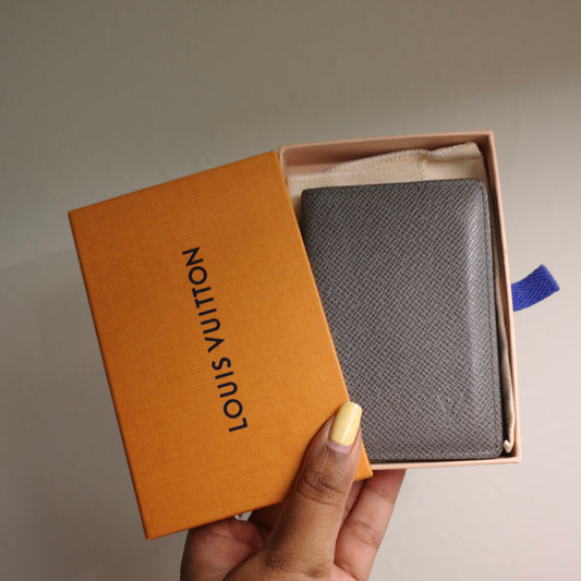 LOUIS VUITTON Grey Taiga Leather Pocket Organizer Wallet