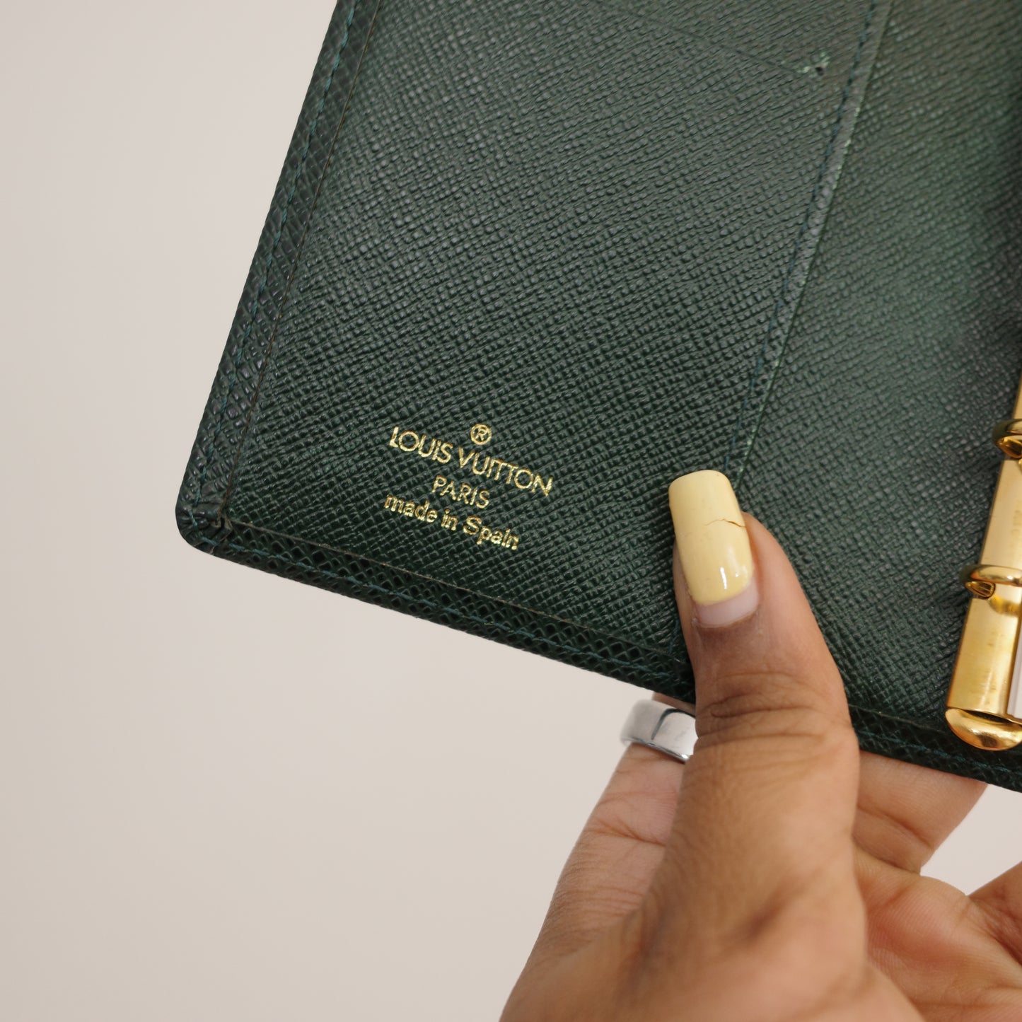 LOUIS VUITTON Taiga Leather Green Agenda PM