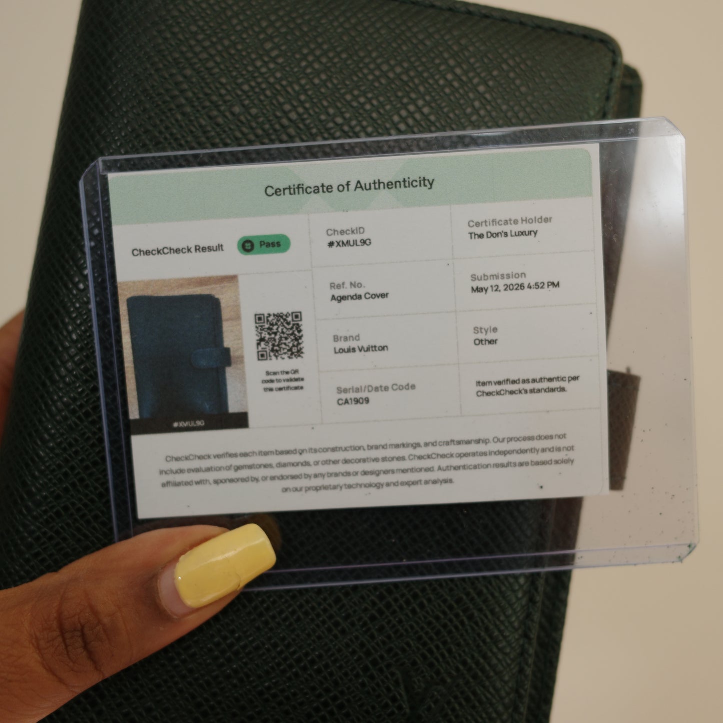 LOUIS VUITTON Taiga Leather Green Agenda PM