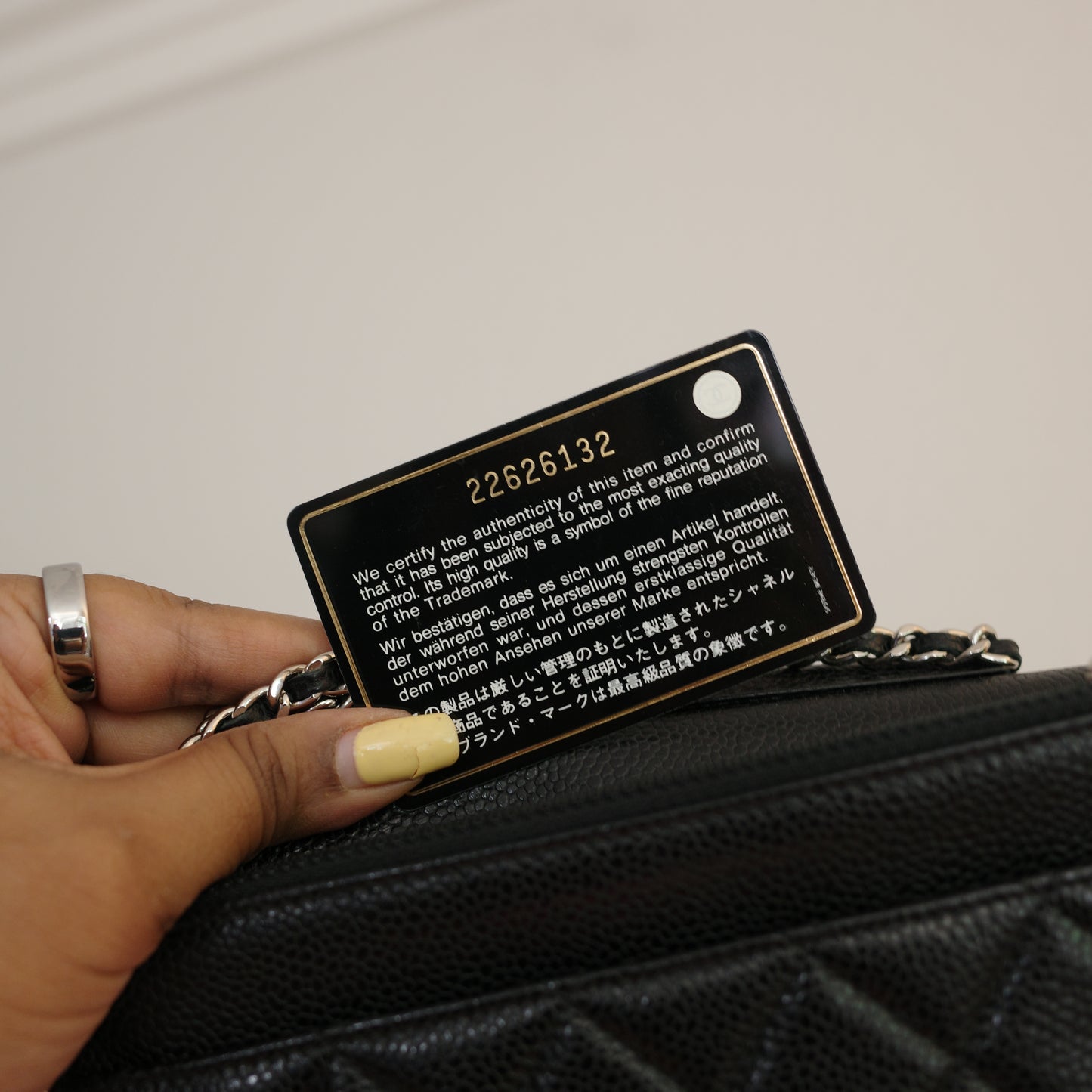 CHANEL Caviar Black Silver HW WOC Wallet on Chain