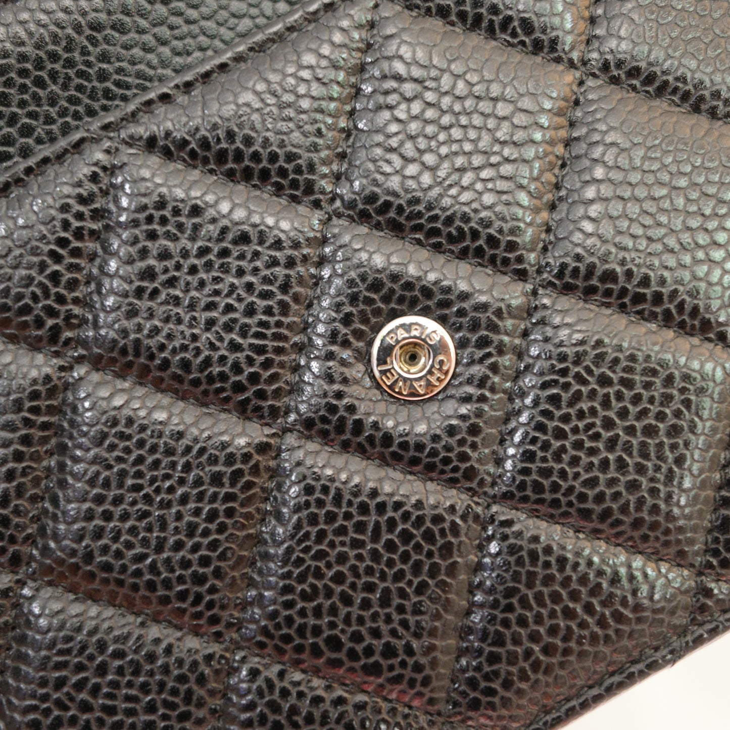 CHANEL Caviar Black Silver HW WOC Wallet on Chain