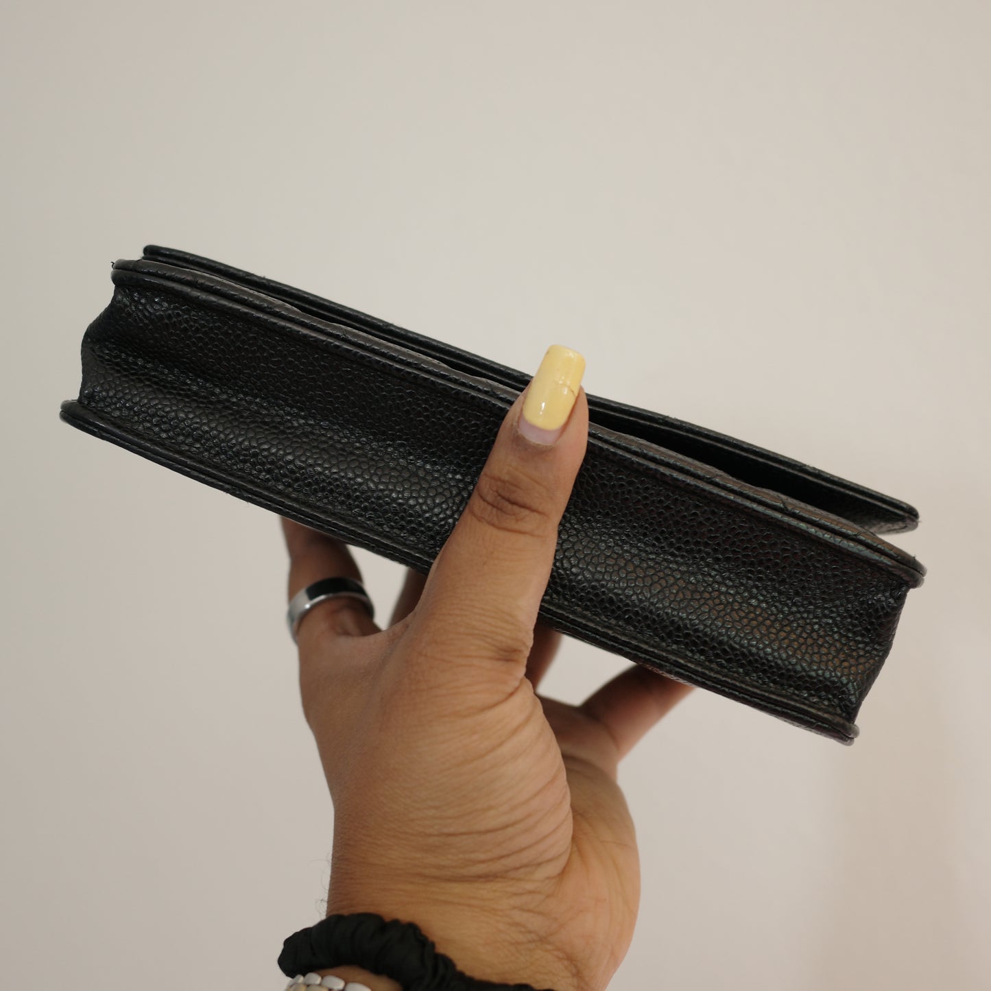 CHANEL Caviar Black Silver HW WOC Wallet on Chain