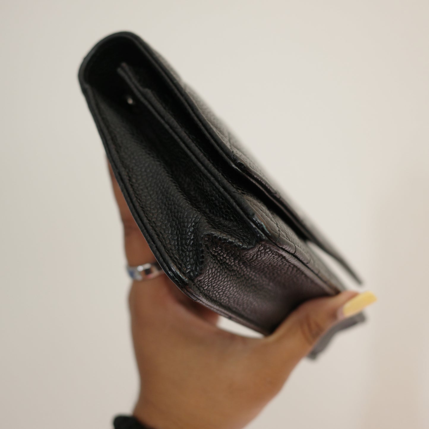 CHANEL Caviar Black Silver HW WOC Wallet on Chain