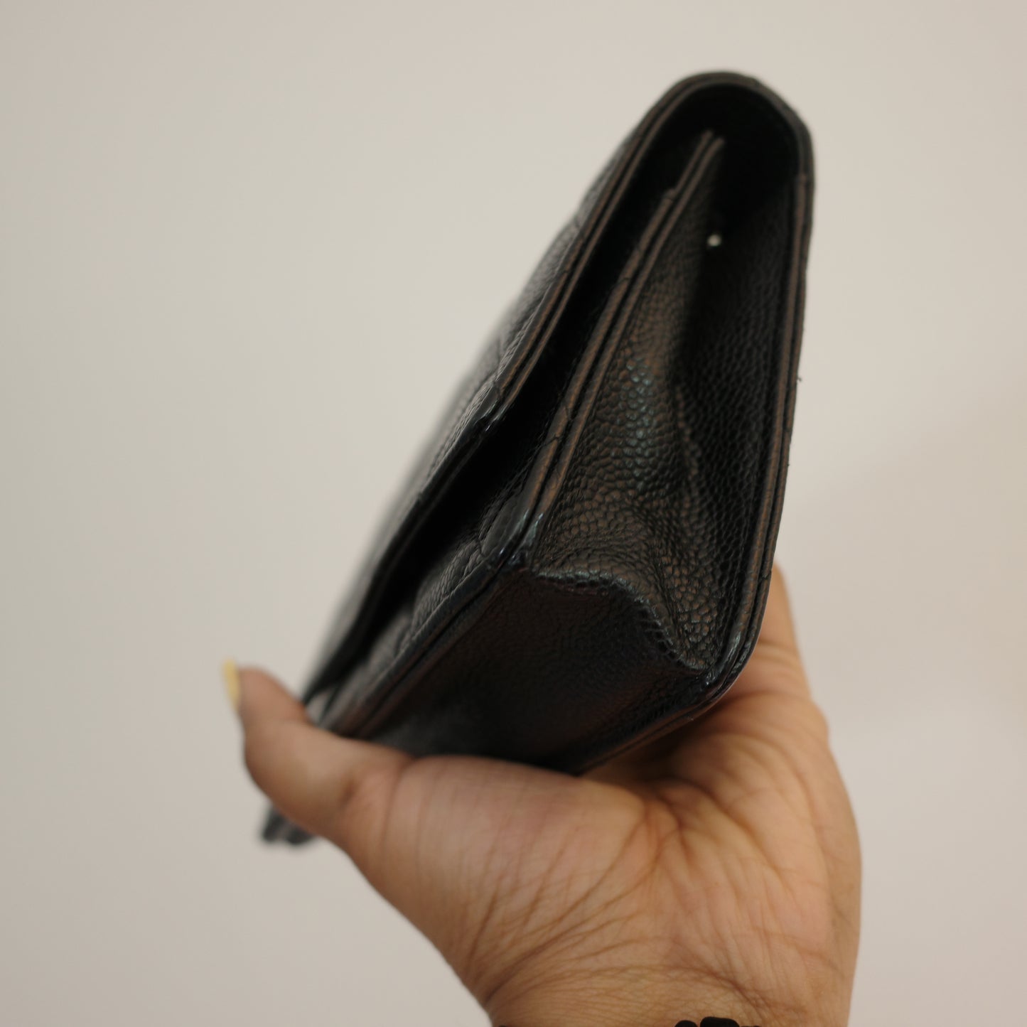 CHANEL Caviar Black Silver HW WOC Wallet on Chain