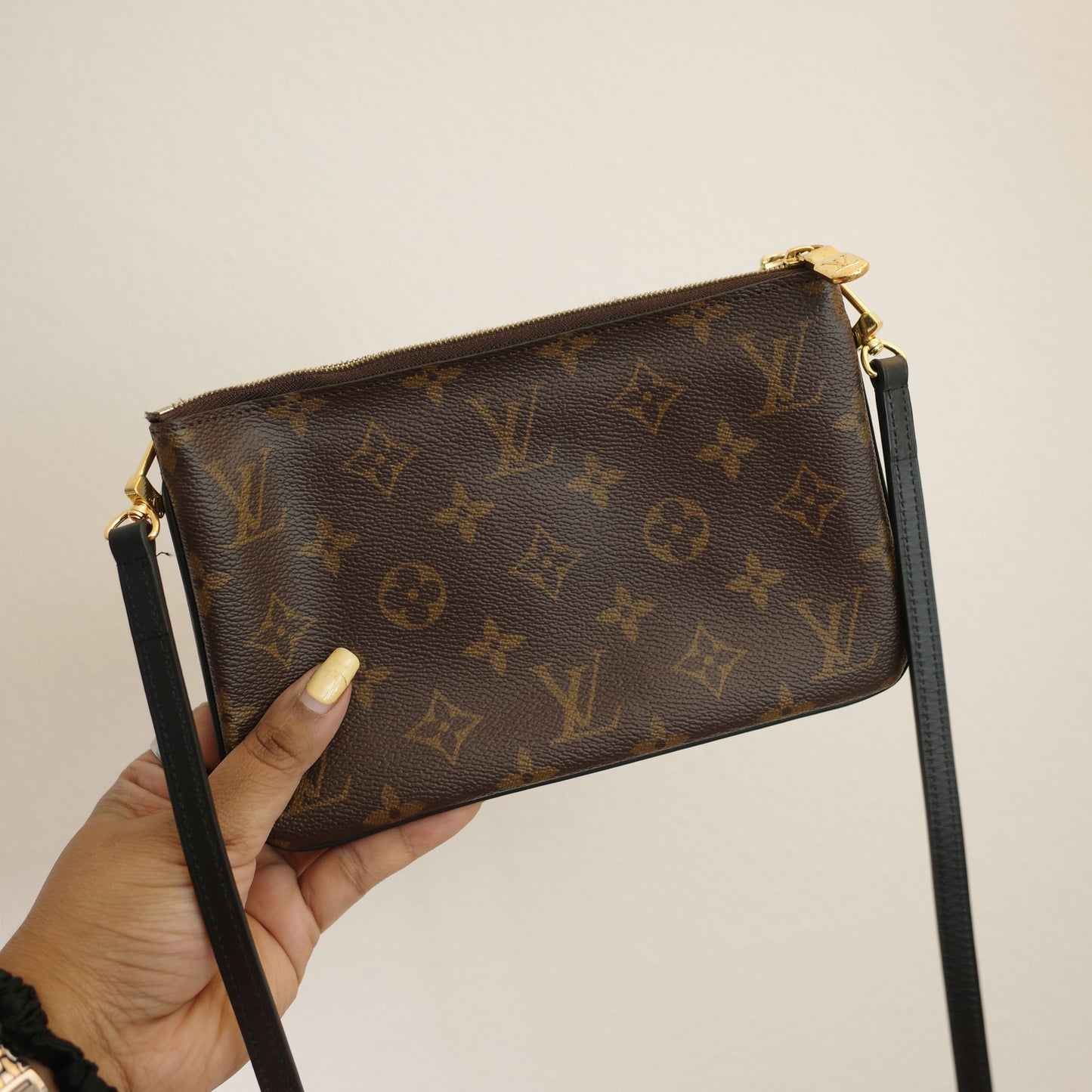LOUIS VUITTON Double Zip Pochette Crossbody Monogram Reverse