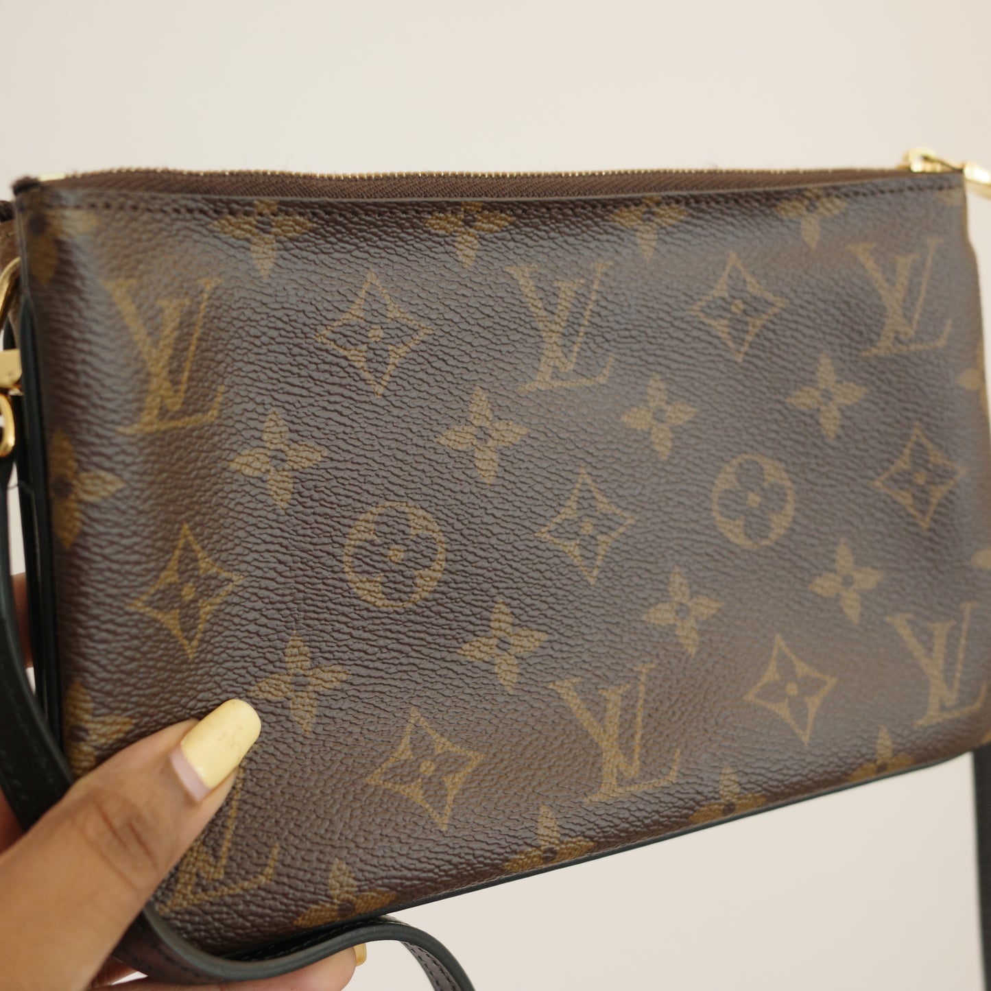 LOUIS VUITTON Double Zip Pochette Crossbody Monogram Reverse