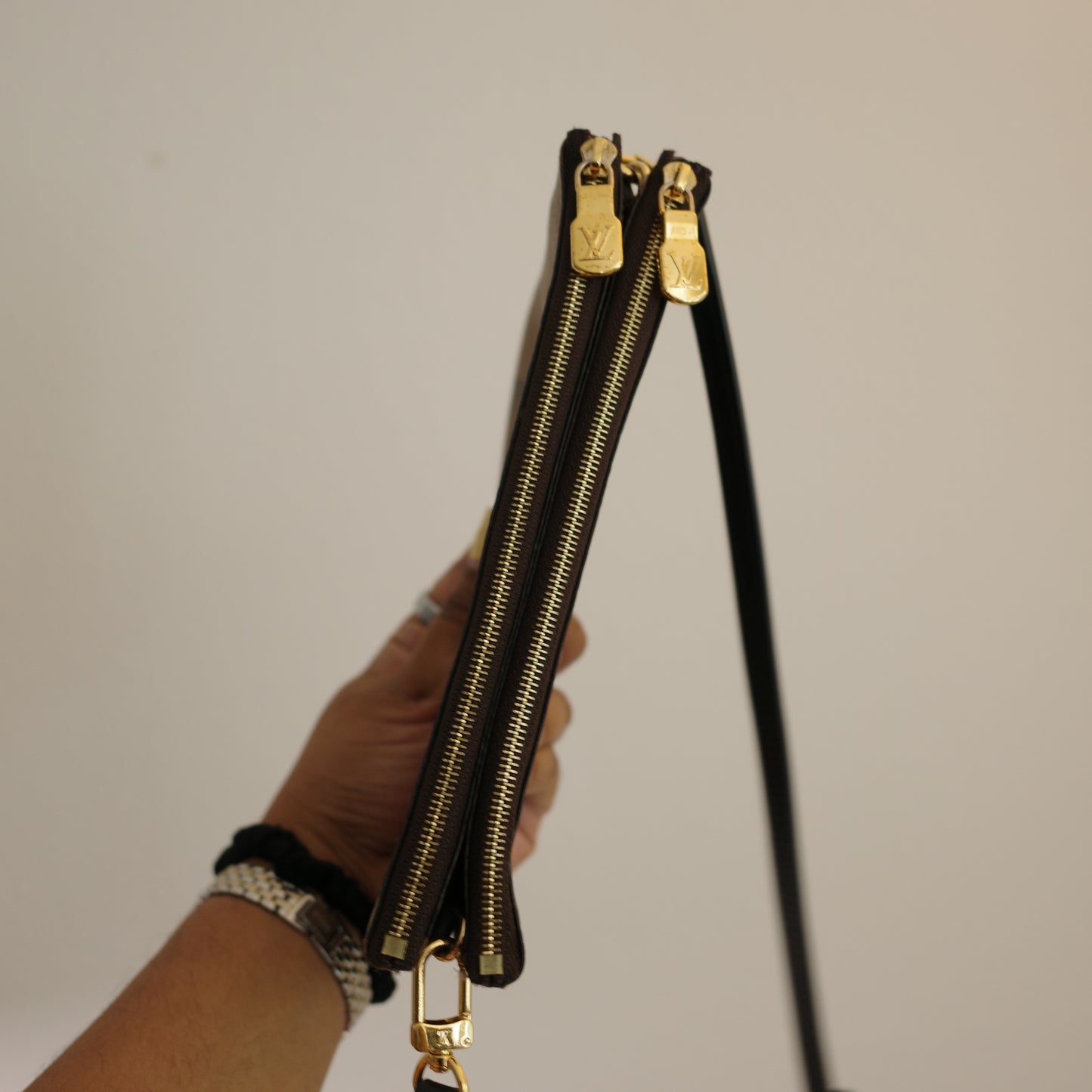LOUIS VUITTON Double Zip Pochette Crossbody Monogram Reverse