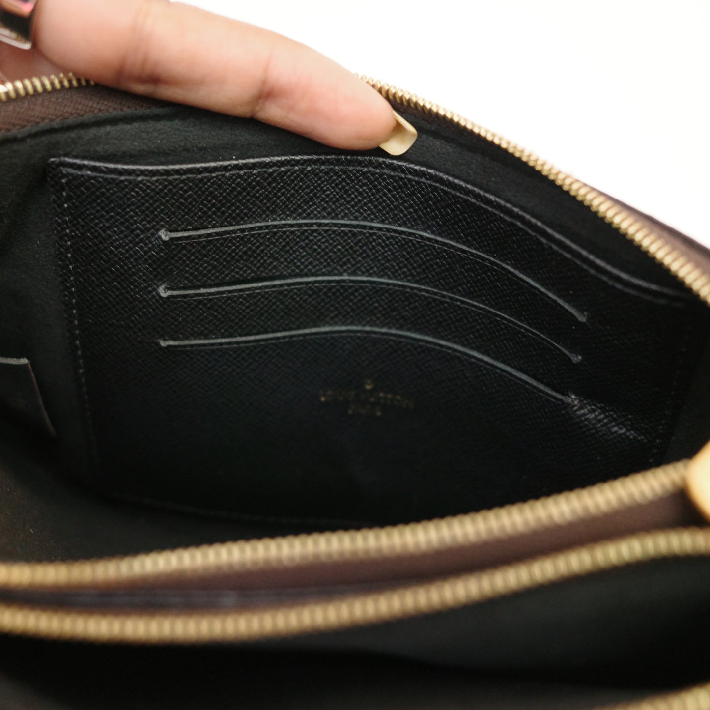 LOUIS VUITTON Double Zip Pochette Crossbody Monogram Reverse