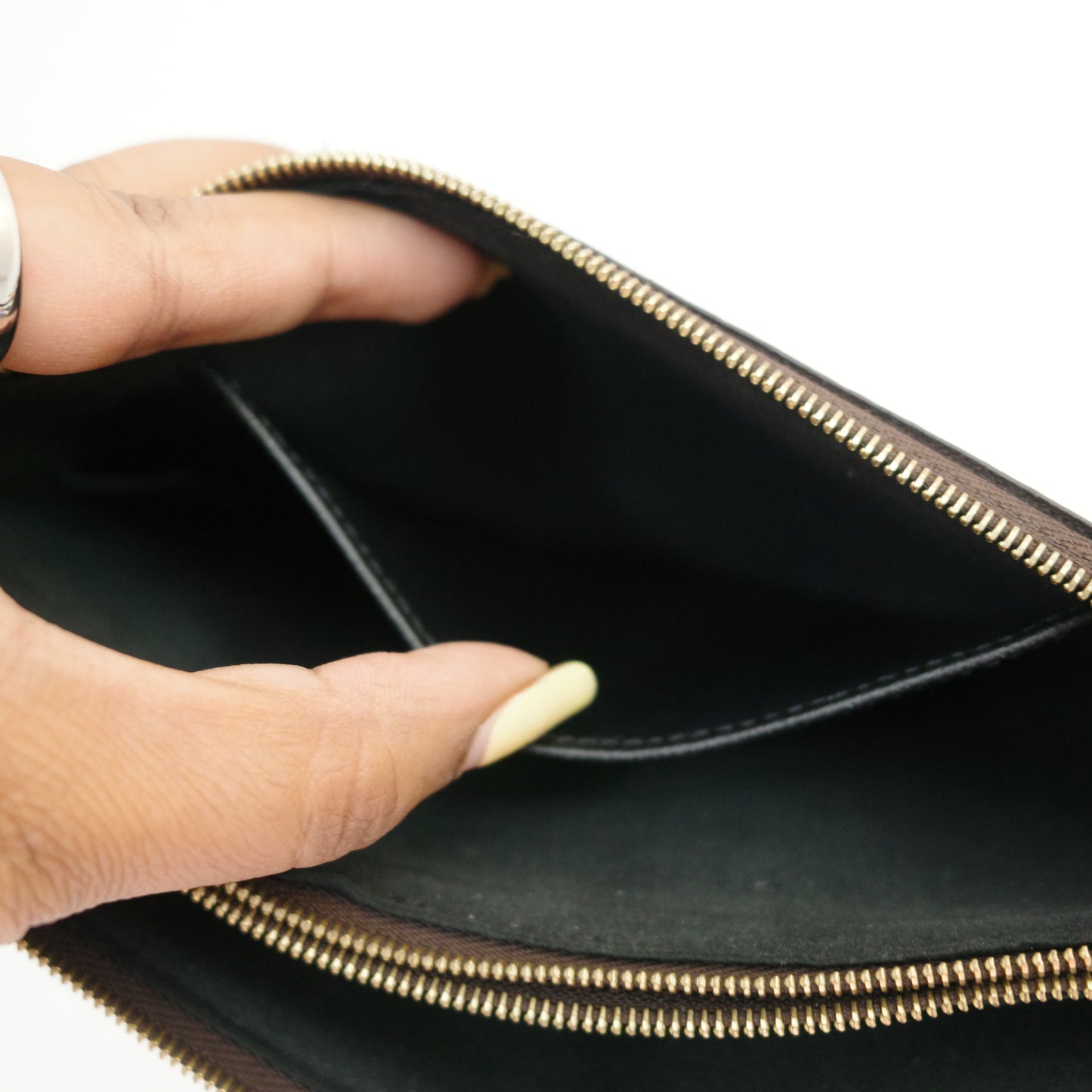 LOUIS VUITTON Double Zip Pochette Crossbody Monogram Reverse