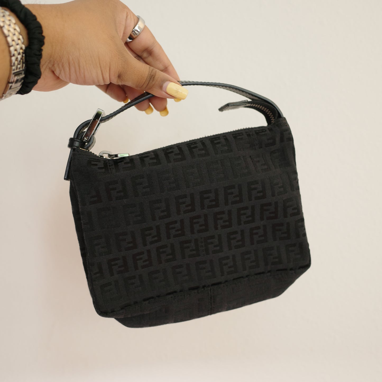 FENDI Zucca Black Zipper Pouch