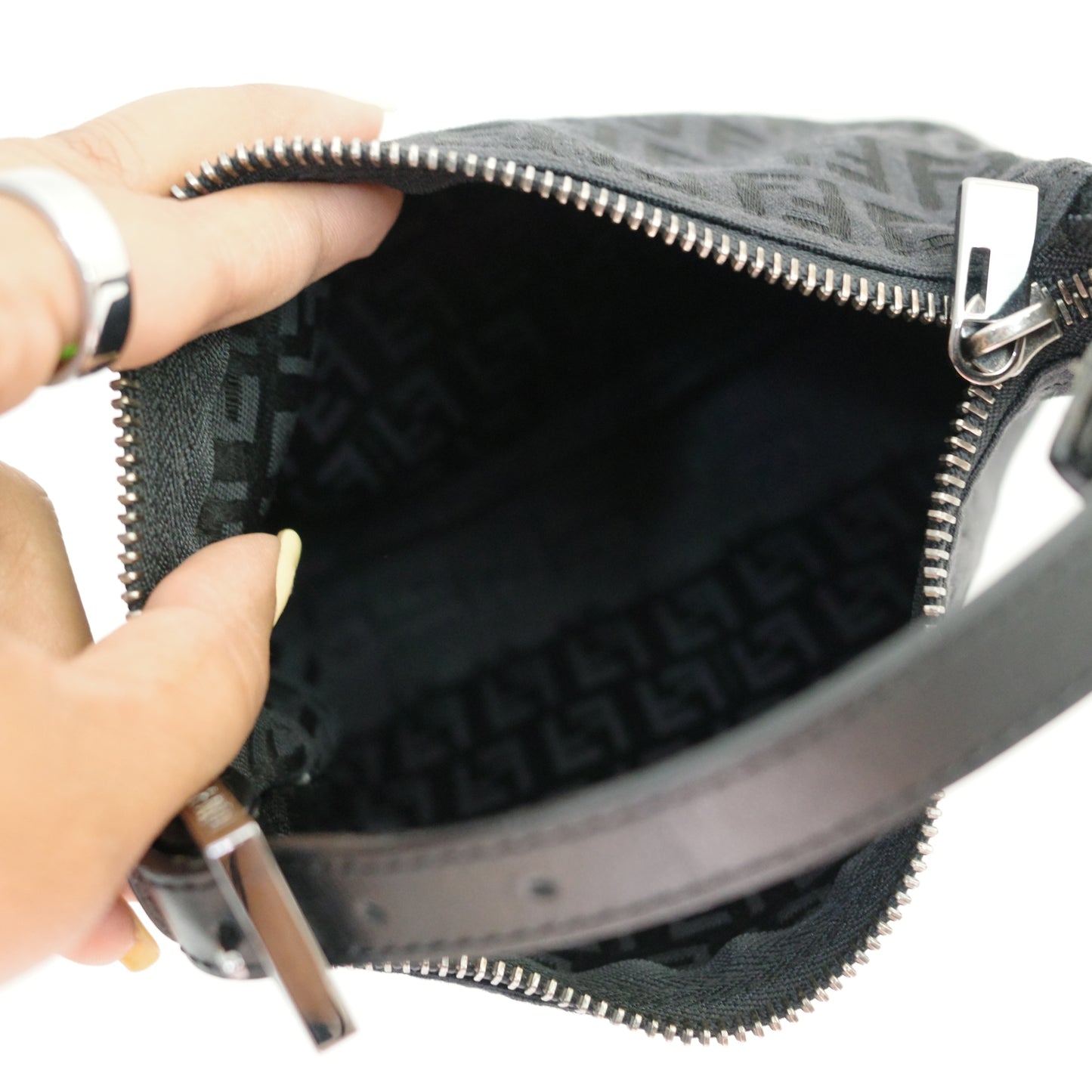 FENDI Zucca Black Zipper Pouch