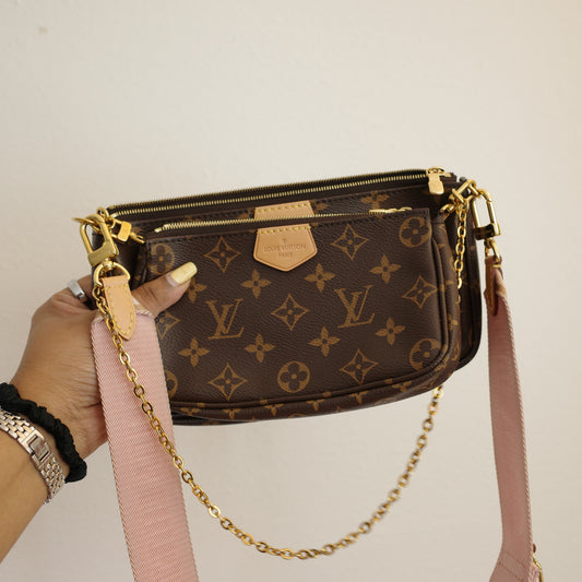 LOUIS VUITTON Monogram Multi Pochette Accessoires Pink Strap
