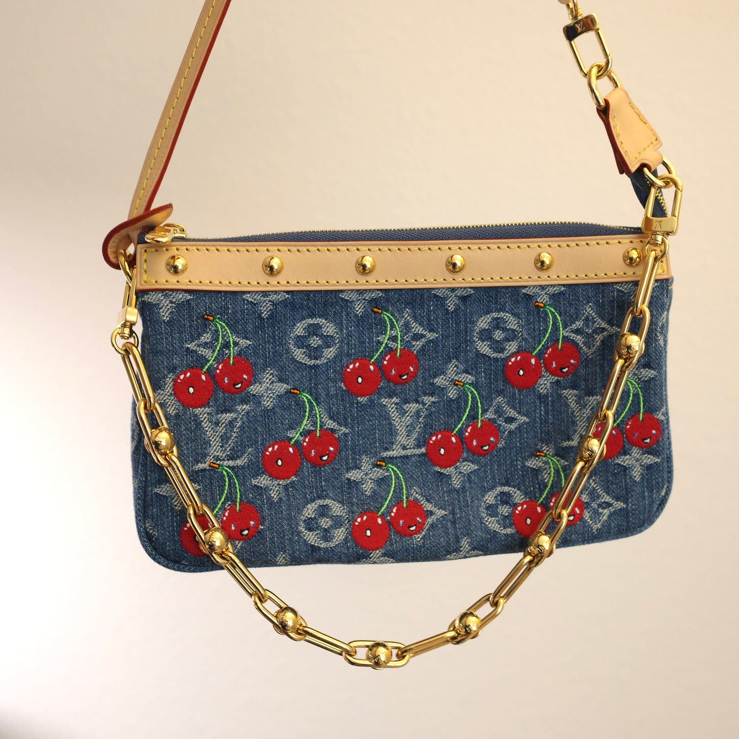 LOUIS VUITTON LV x TM Murakami Denim Cerises Cherry Pochette Accessoires 25th Anniversary Edition