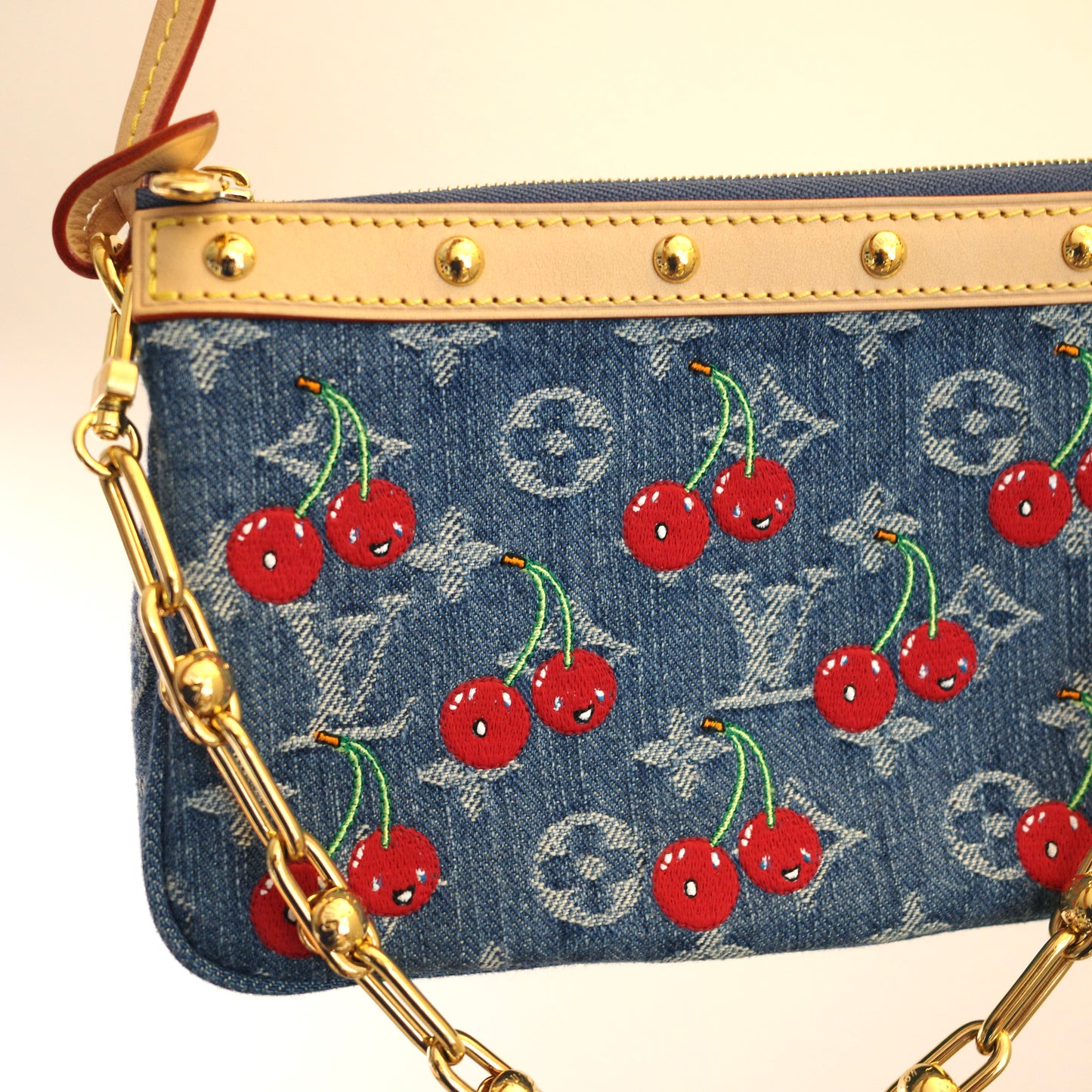 LOUIS VUITTON LV x TM Murakami Denim Cerises Cherry Pochette Accessoires 25th Anniversary Edition