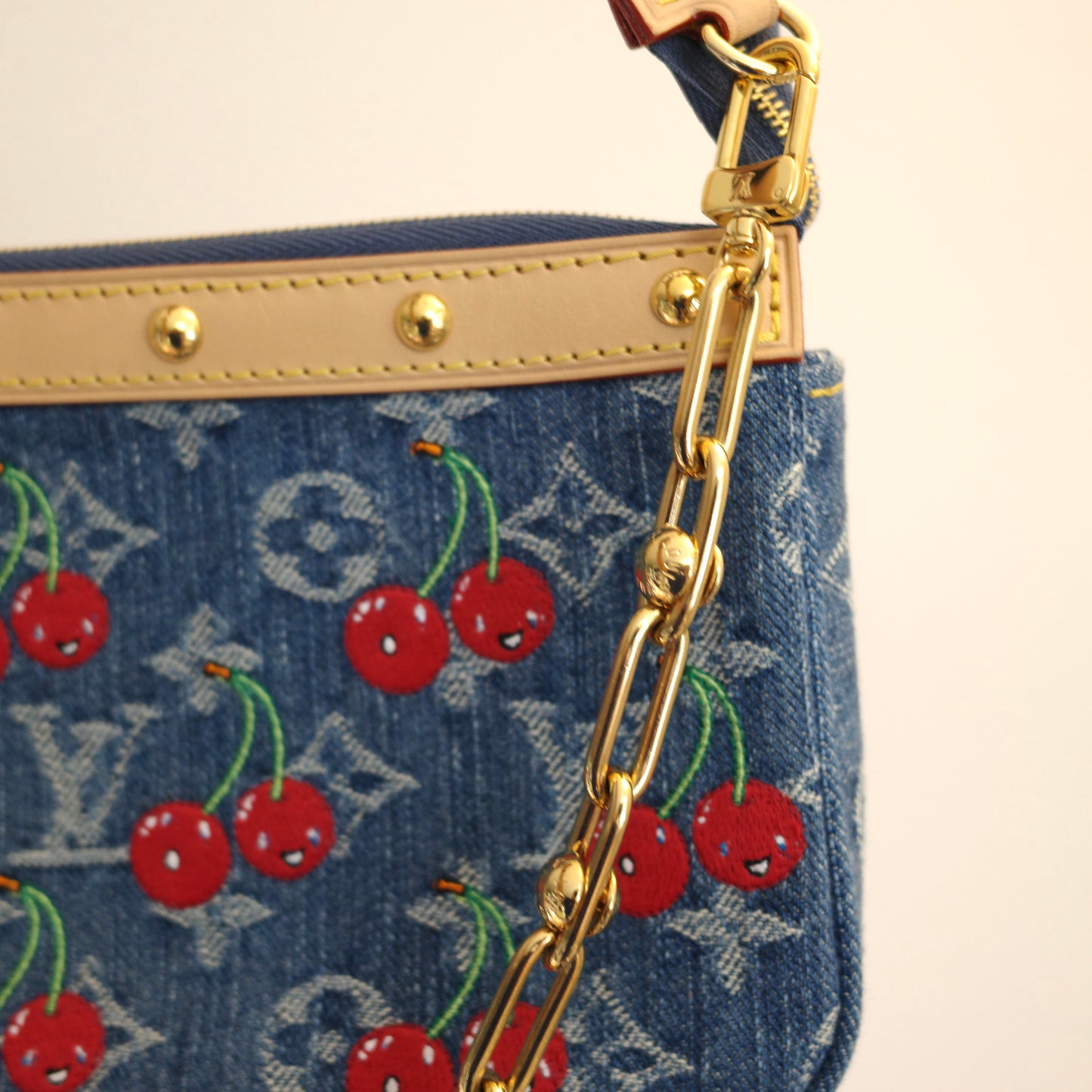 LOUIS VUITTON LV x TM Murakami Denim Cerises Cherry Pochette Accessoires 25th Anniversary Edition