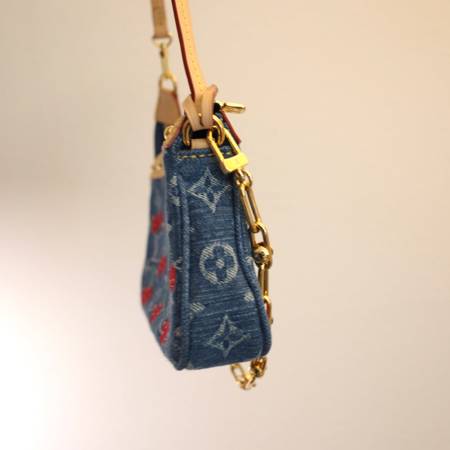 LOUIS VUITTON LV x TM Murakami Denim Cerises Cherry Pochette Accessoires 25th Anniversary Edition