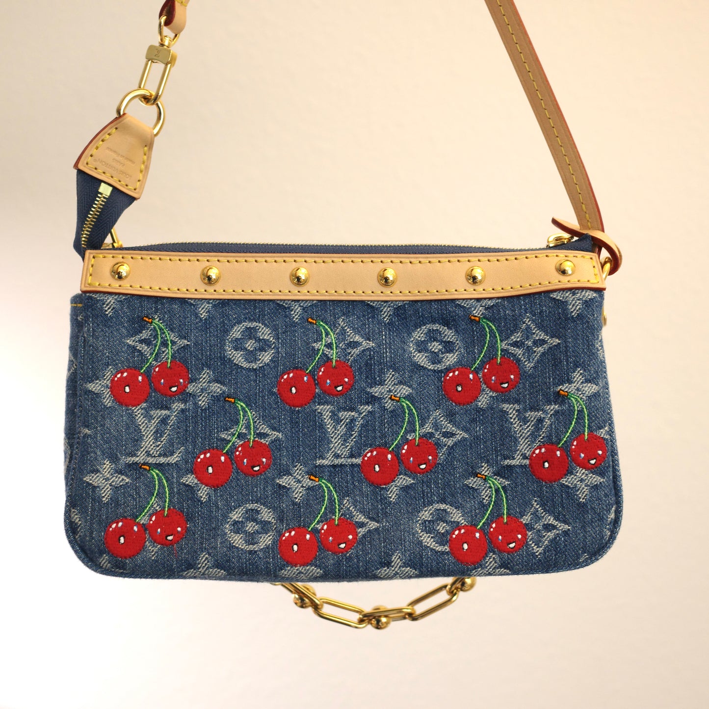 LOUIS VUITTON LV x TM Murakami Denim Cerises Cherry Pochette Accessoires 25th Anniversary Edition