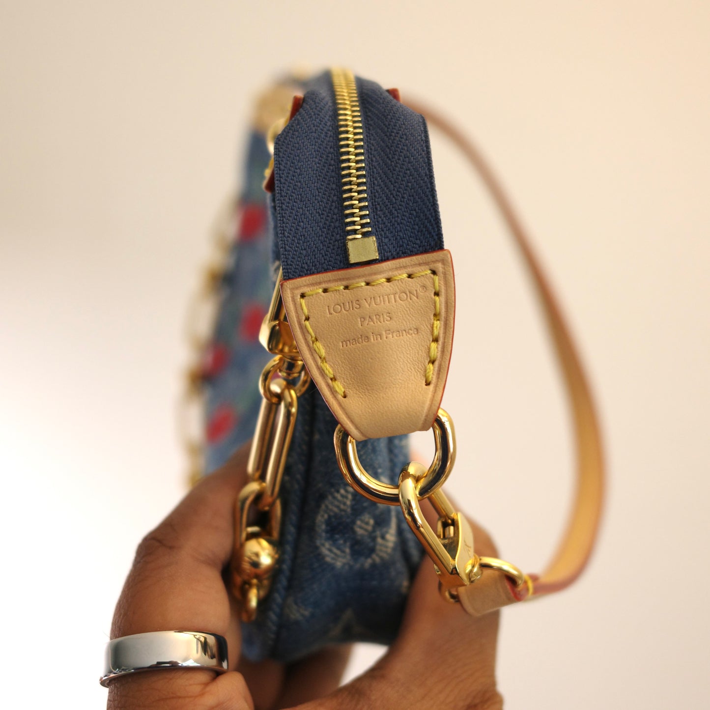 LOUIS VUITTON LV x TM Murakami Denim Cerises Cherry Pochette Accessoires 25th Anniversary Edition