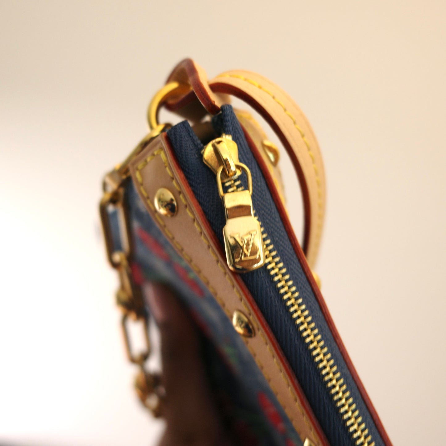 LOUIS VUITTON LV x TM Murakami Denim Cerises Cherry Pochette Accessoires 25th Anniversary Edition