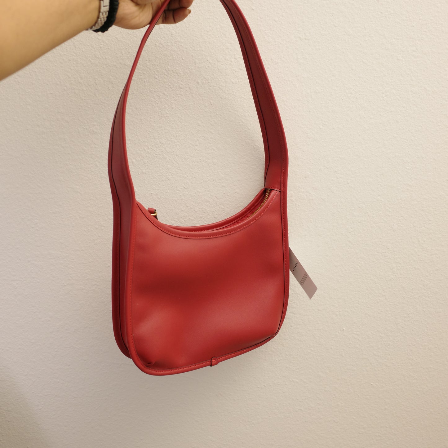 COACH The Curve Zip Shoulder Tote Bag Red