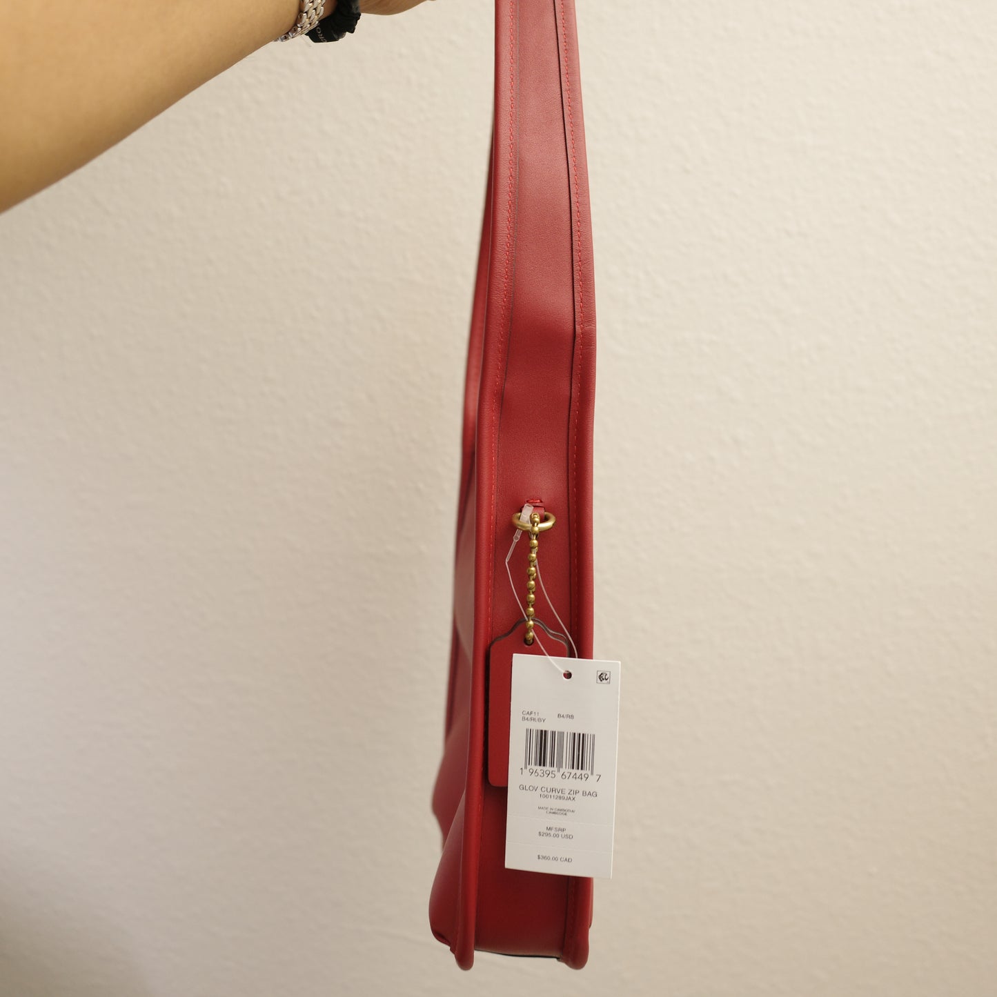 COACH The Curve Zip Shoulder Tote Bag Red
