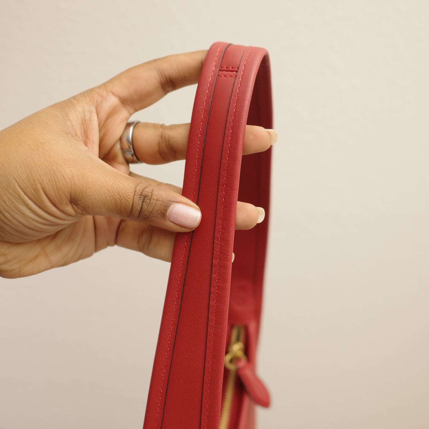 COACH The Curve Zip Shoulder Tote Bag Red