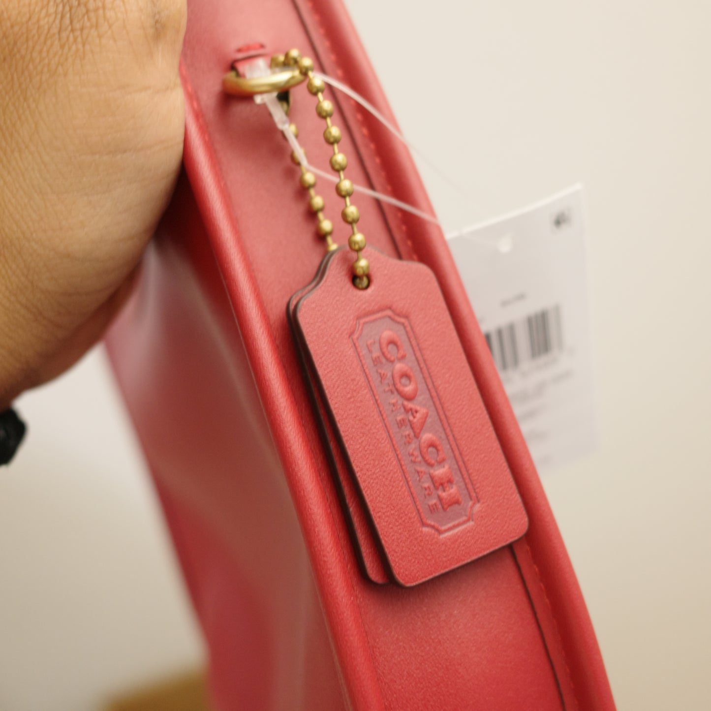 COACH The Curve Zip Shoulder Tote Bag Red