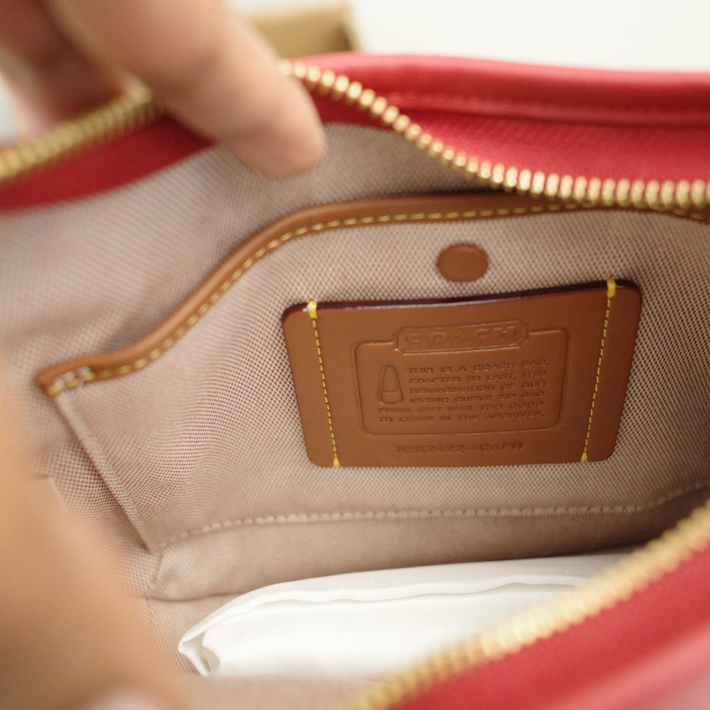 COACH The Curve Zip Shoulder Tote Bag Red