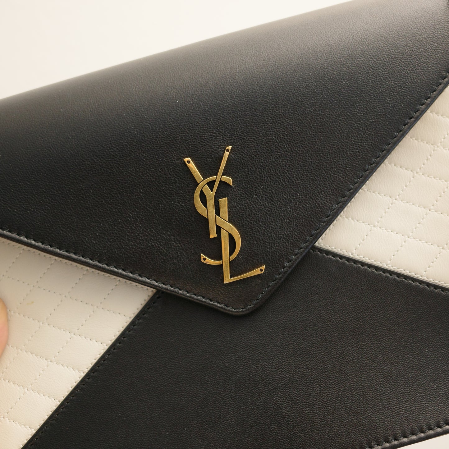 YSL SAINT LAURENT Gaby Cassandra Envelope Quilted Smooth Lambskin Shoulder Bag