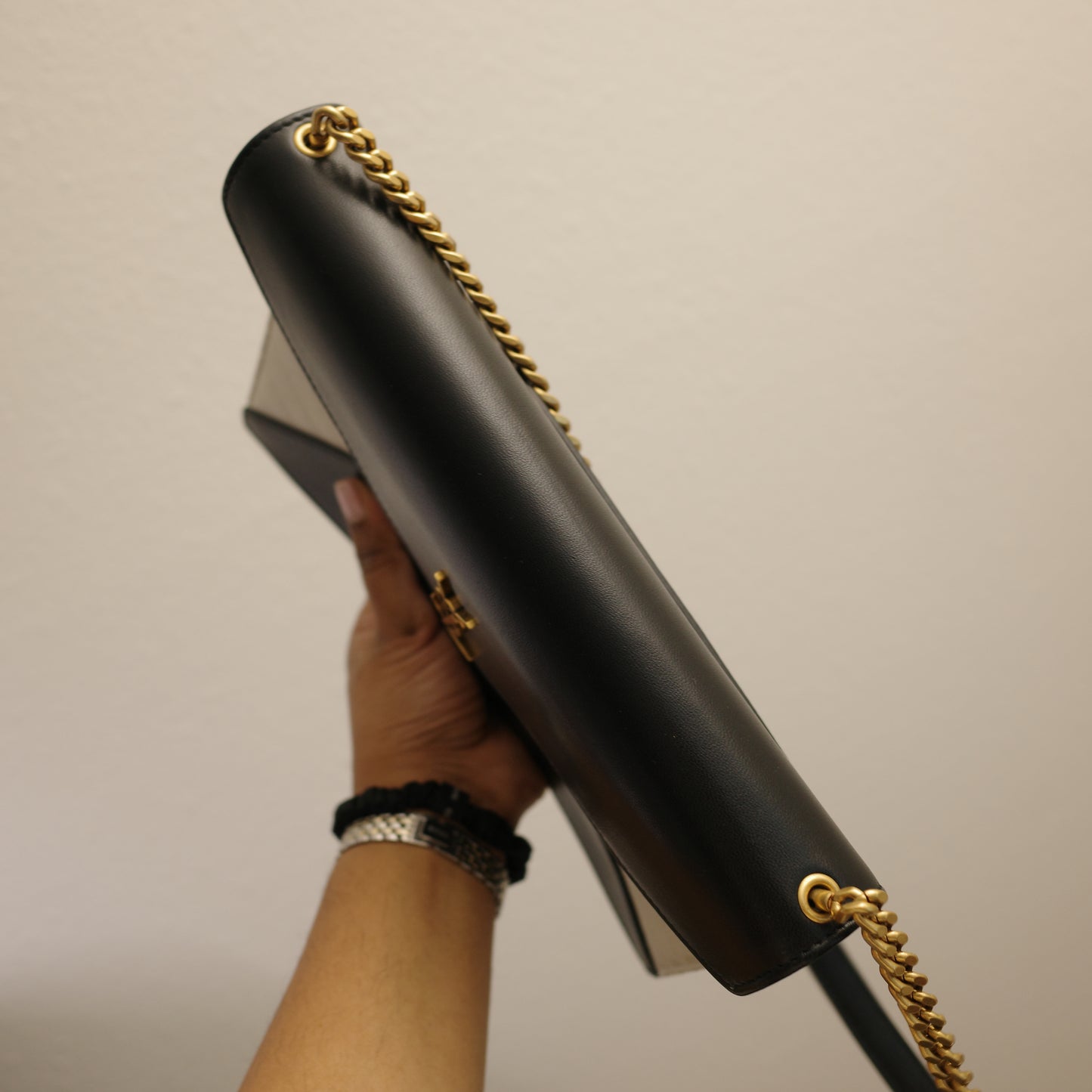 YSL SAINT LAURENT Gaby Cassandra Envelope Quilted Smooth Lambskin Shoulder Bag