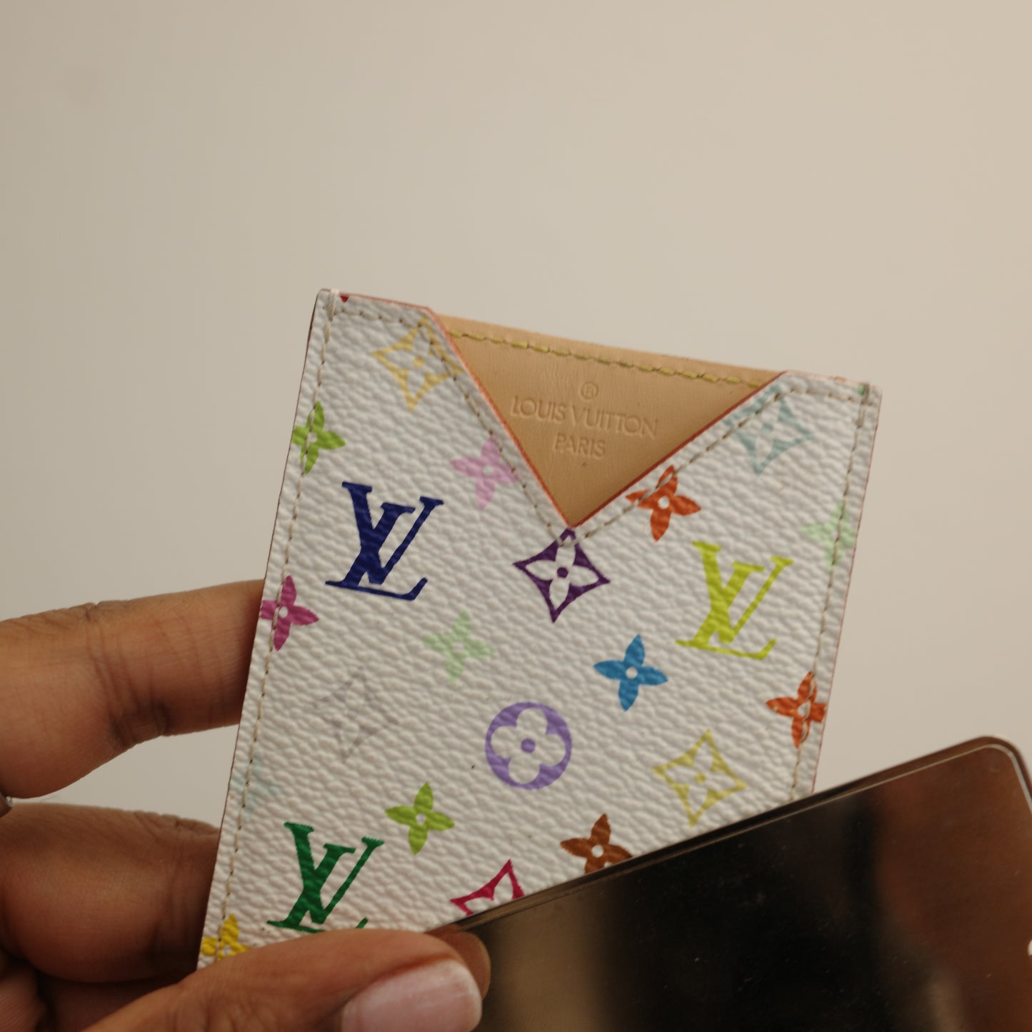 LOUIS VUITTON Murakami White Multicolor Pocket Mirror