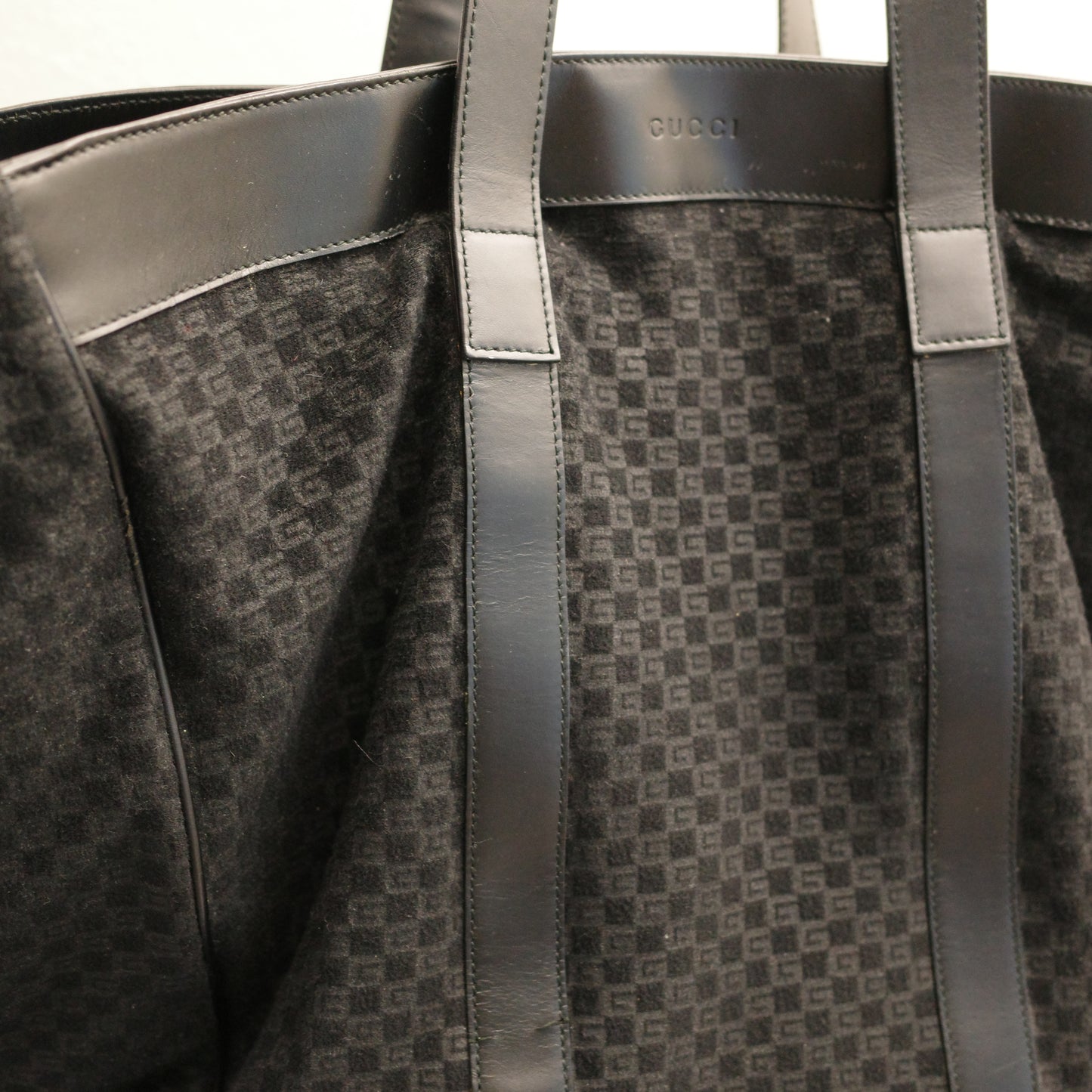 GUCCI Large Square GG Shopping Tote Black Felt