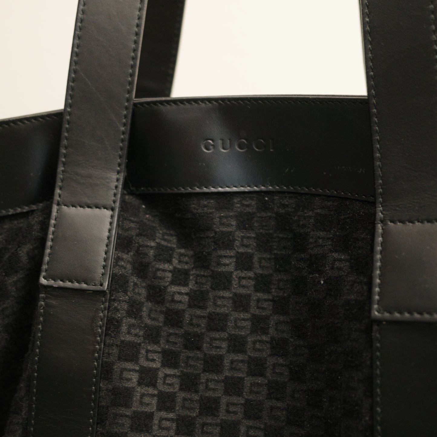GUCCI Large Square GG Shopping Tote Black Felt