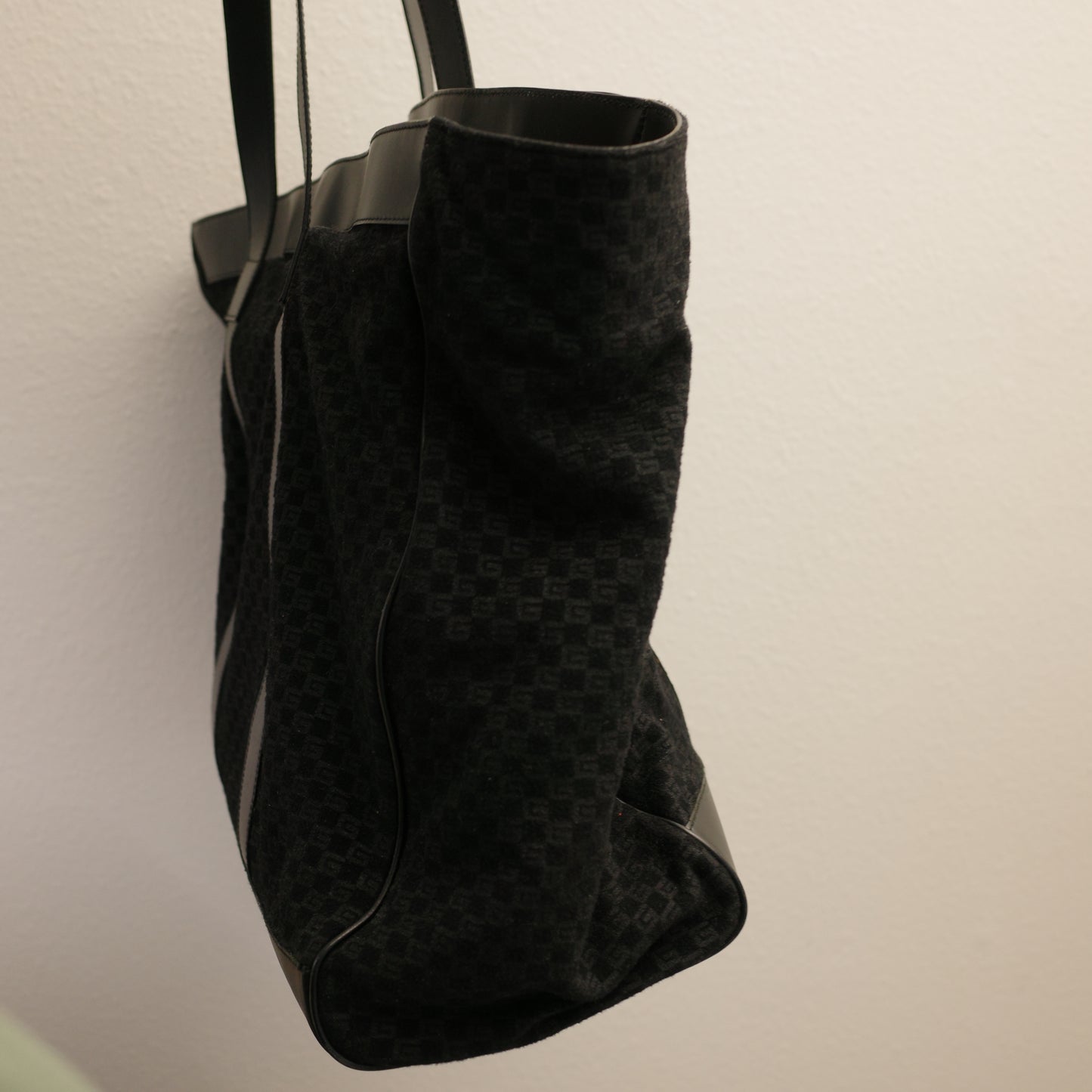 GUCCI Large Square GG Shopping Tote Black Felt