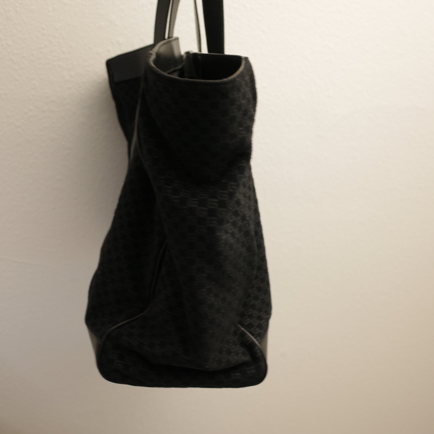 GUCCI Large Square GG Shopping Tote Black Felt