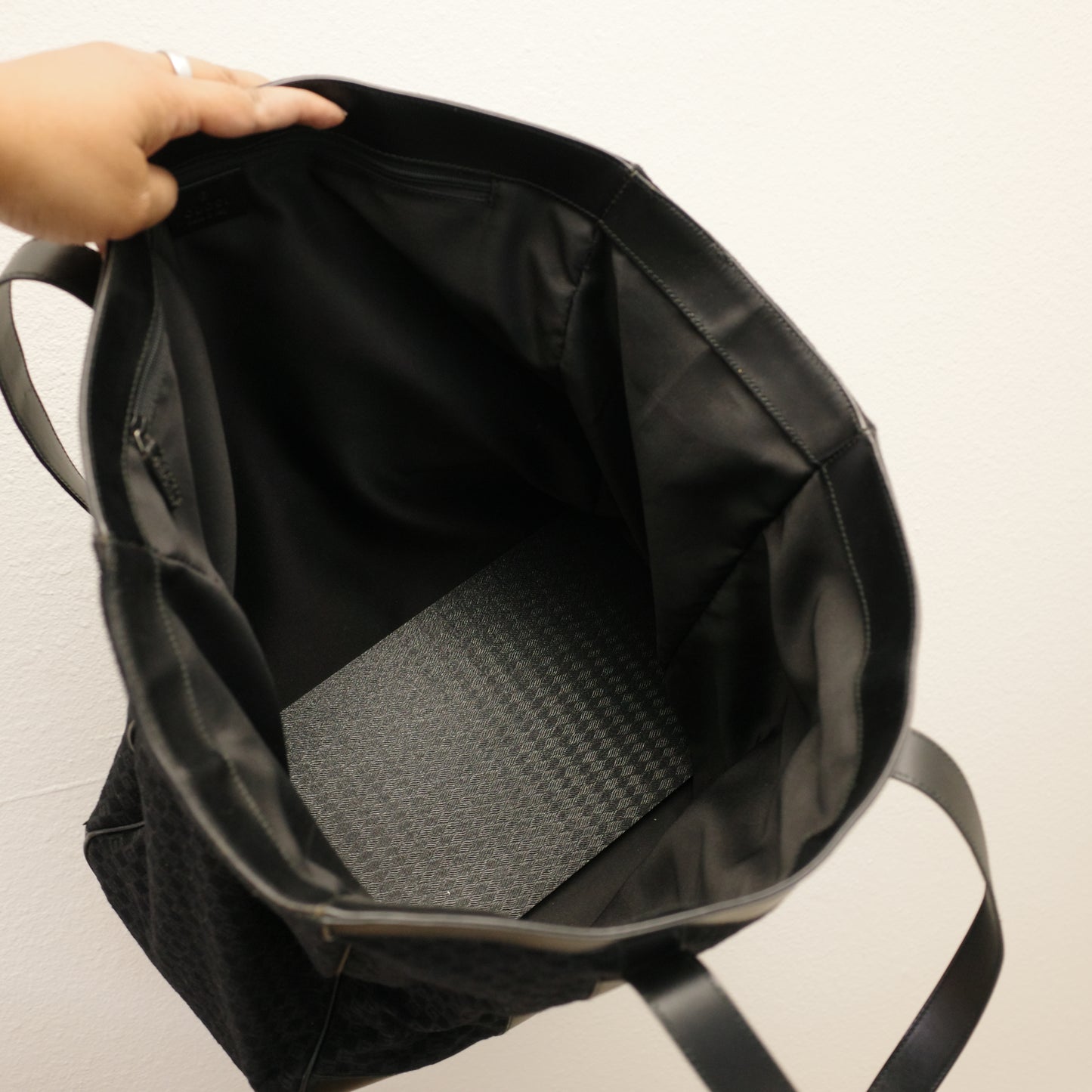 GUCCI Large Square GG Shopping Tote Black Felt