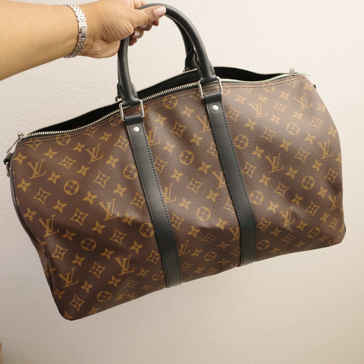 LOUIS VUITTON Monogram Macassar Keepall 45