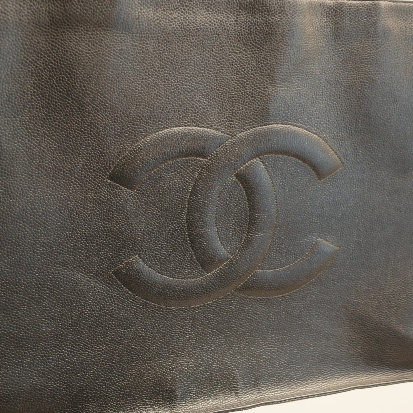 CHANEL Caviar CC Vintage Large Shoulder Tote Bag