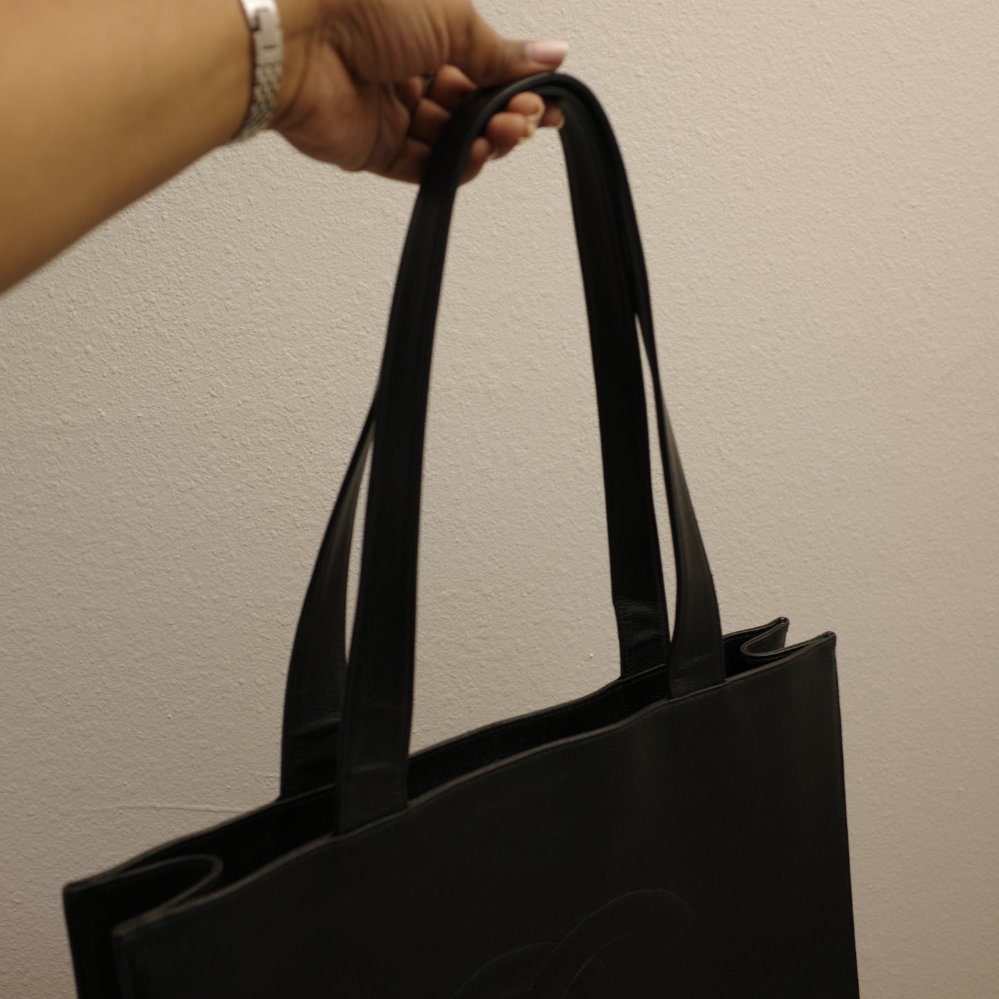 CHANEL Caviar CC Vintage Large Shoulder Tote Bag