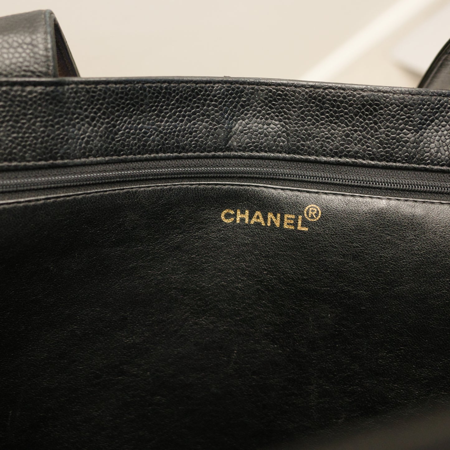 CHANEL Caviar CC Vintage Large Shoulder Tote Bag