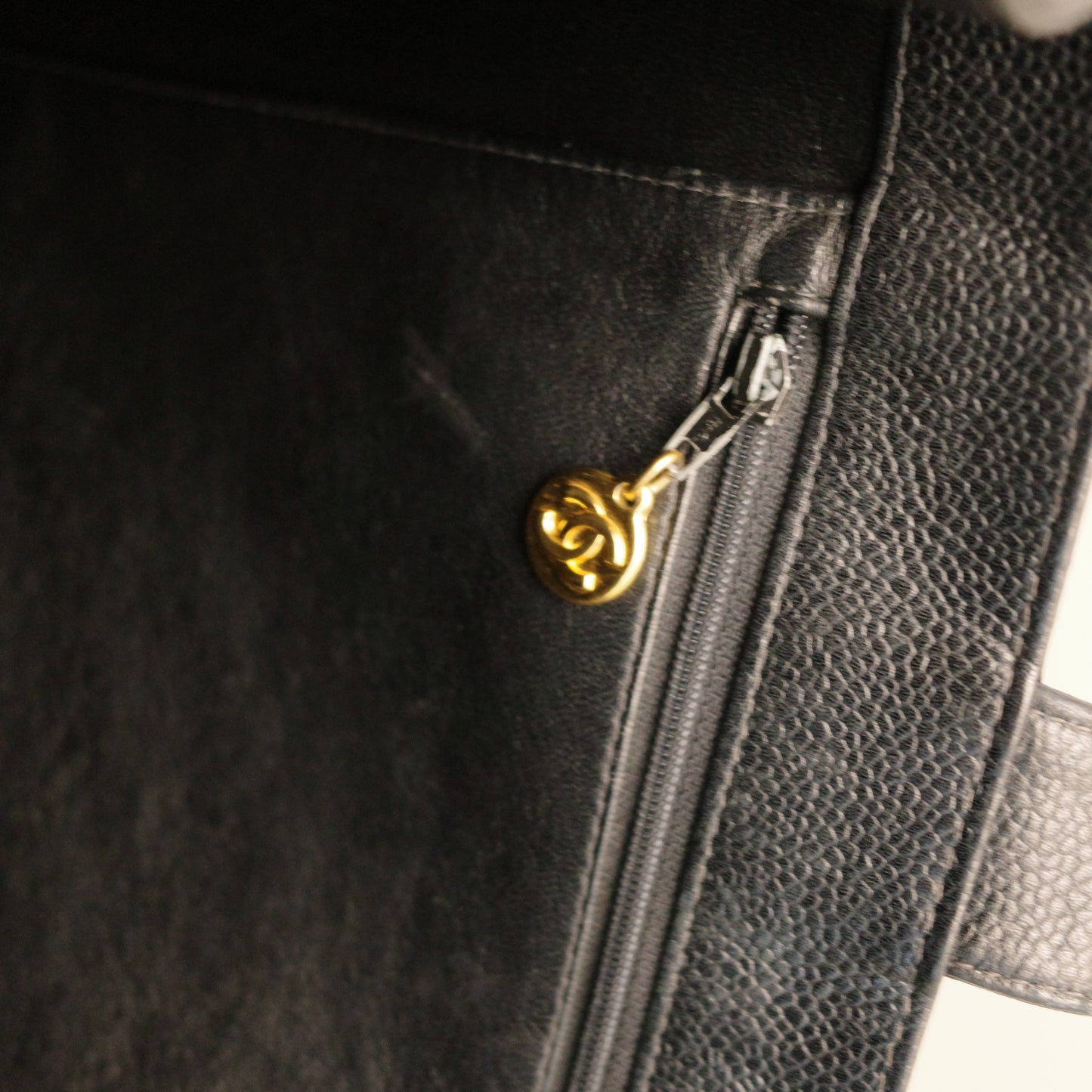 CHANEL Caviar CC Vintage Large Shoulder Tote Bag