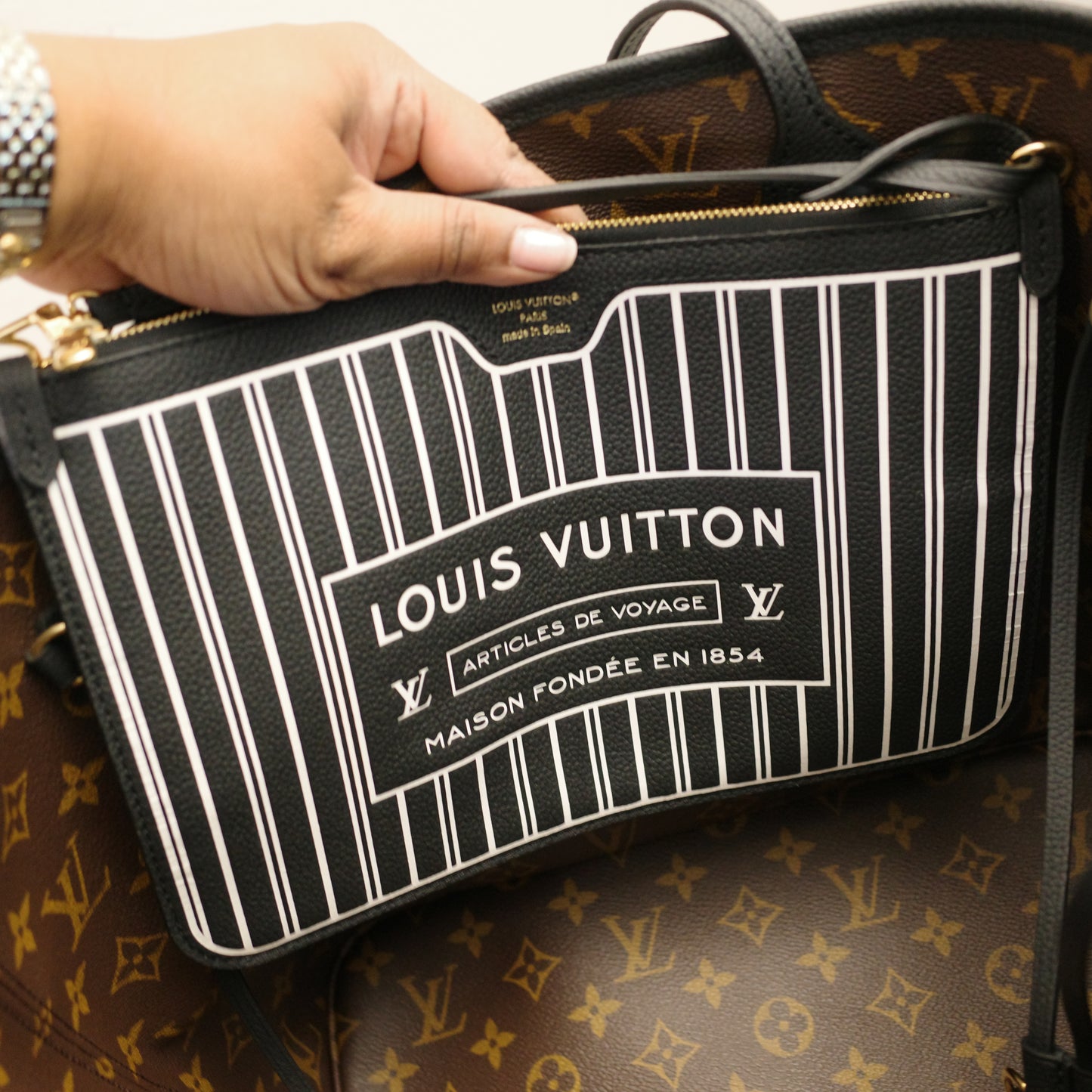 LOUIS VUITTON Inside Out Reversible Black Monogram Neverfull MM